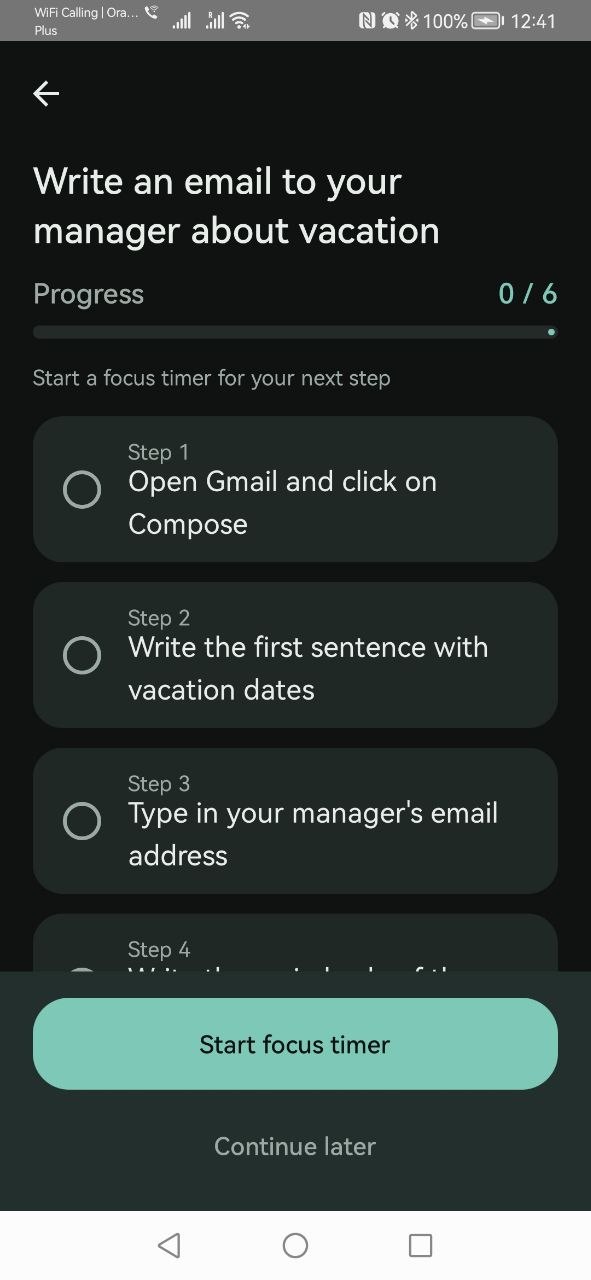 Checklist of steps